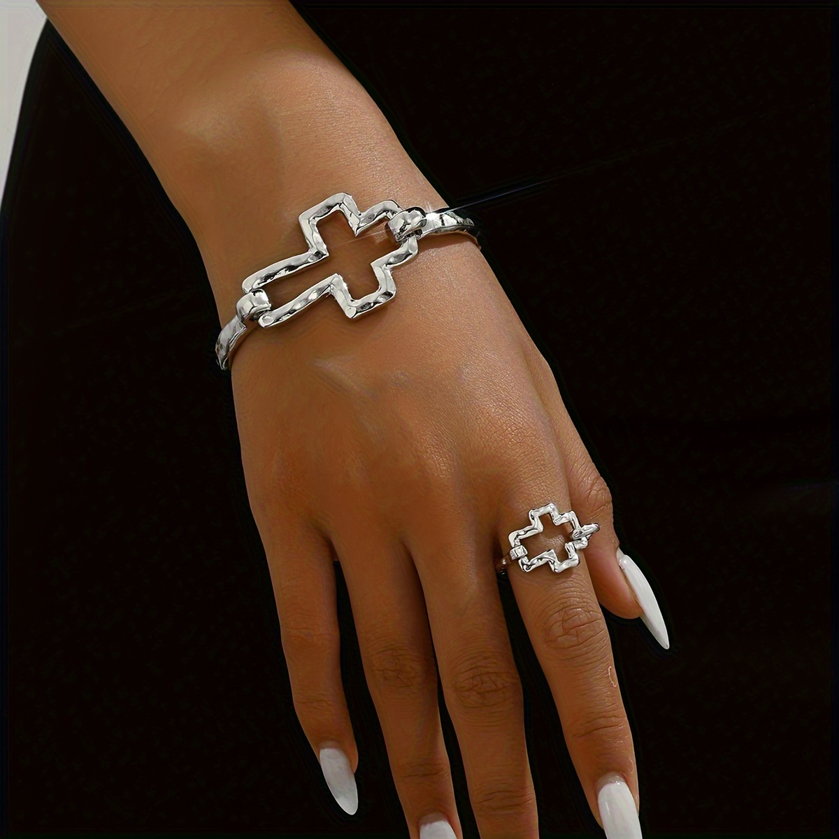 Punk Retro Style Bracelet Ring Set