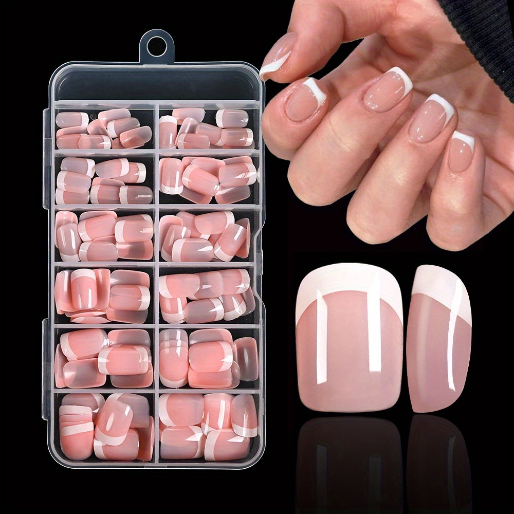 a set of 100 pink short square   nails in 12 different sizes packaged for full coverage   reusable acrylic press on nails are ideal for   everyday use parties and stylish looks making them   women nail lovers