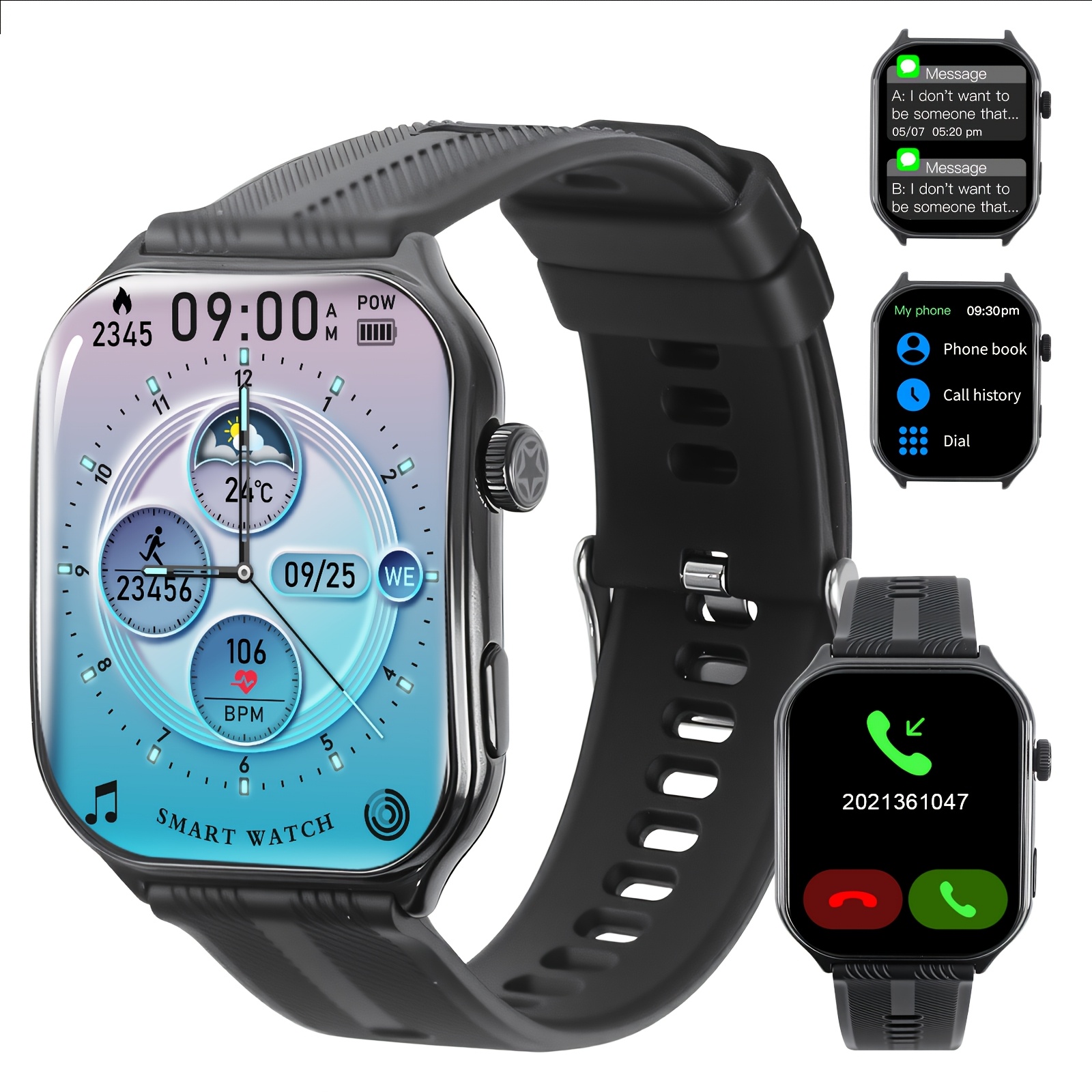 TEMU Aoc F07 2026 Curved Screen Smart Watch, Wireless Calling, /sleep/ Daily Monitoring, 100 , Message Alerts, Magnetic Charging, Ios/ Compatible,