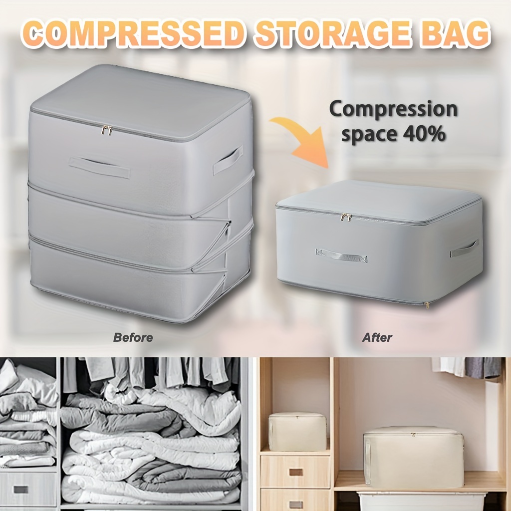 

135l Saving Multi-functional Storage Organizer, 2-pack Clothes Organizer, Foldable Closet Organizer With Reinforced Handles For Storage Clothes, Blankets, Comforters, Sheets, Pillows And Toys