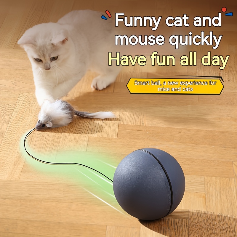 

Interactive Cat Toy Ball - Self-rolling, Battery-free, Cartoon Design For All Breeds
