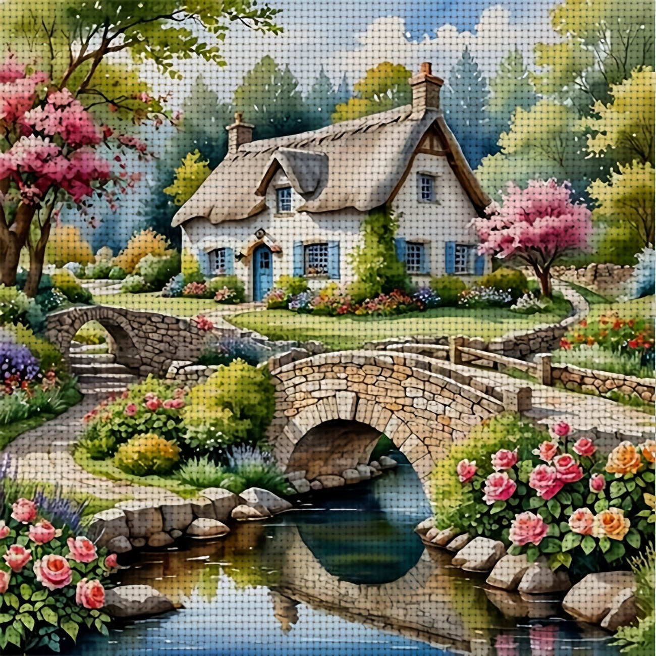 TEMU 1pc Diy Cross- Printed Kit, Unframed, Featuring The 