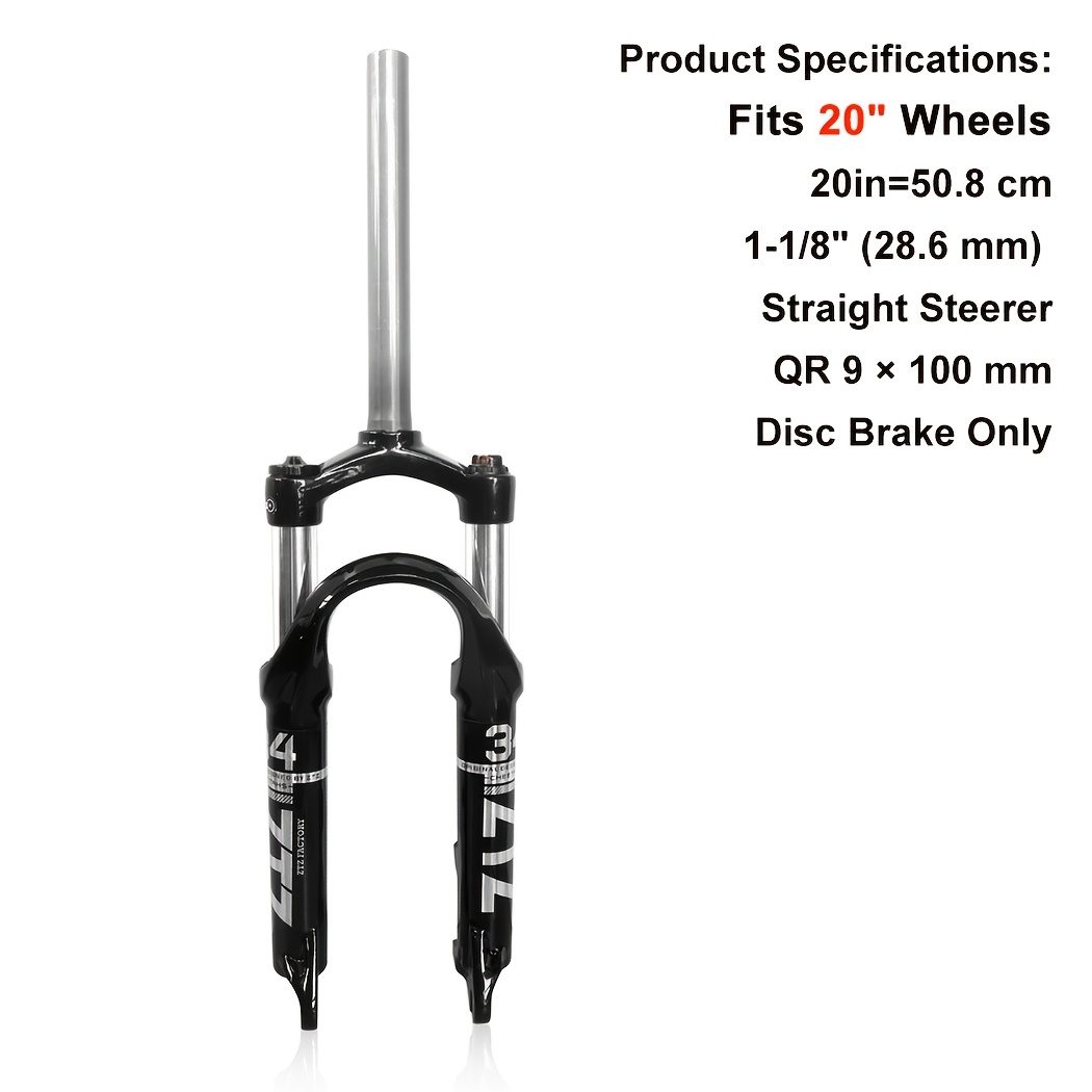 Image of 20 Inch Folding Bike Suspension Fork 80mm Travel, 100mm , 9mm Qr, Crown Lockout Disc Brake Front Forks, Ideal For Folding Bike, Bmx, Mountain Bike