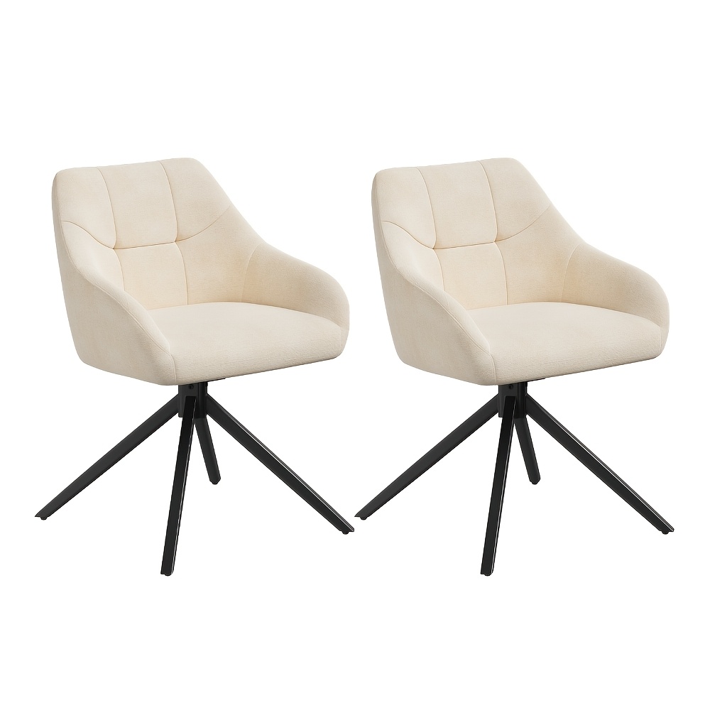 Dining Chair Set, Swivel Chair, 360° Rotation, Kitchen Chair With Armrests, Modern Light , Chenille Fabric, Suitable For Dining Room, Living Room, And Kitchen