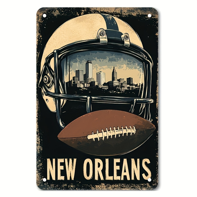 

Vintage New Orleans Football Metal Sign - 's Bedroom Decor Gift - 8 X 12 Inch Metal Plaque - Waterproof And Weather-resistant Retro Decorative Wall