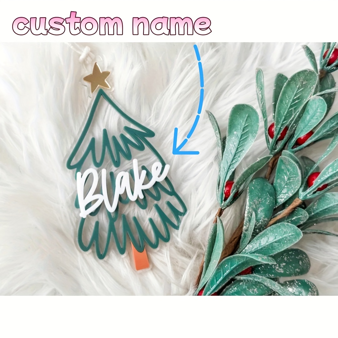 TEMU 2d Flat, Christmas Tree Ornaments, Christmas Tree Decoration Accessories, | Custom Acrylic Christmas Tree-shaped Gifts, Stocking Tags,