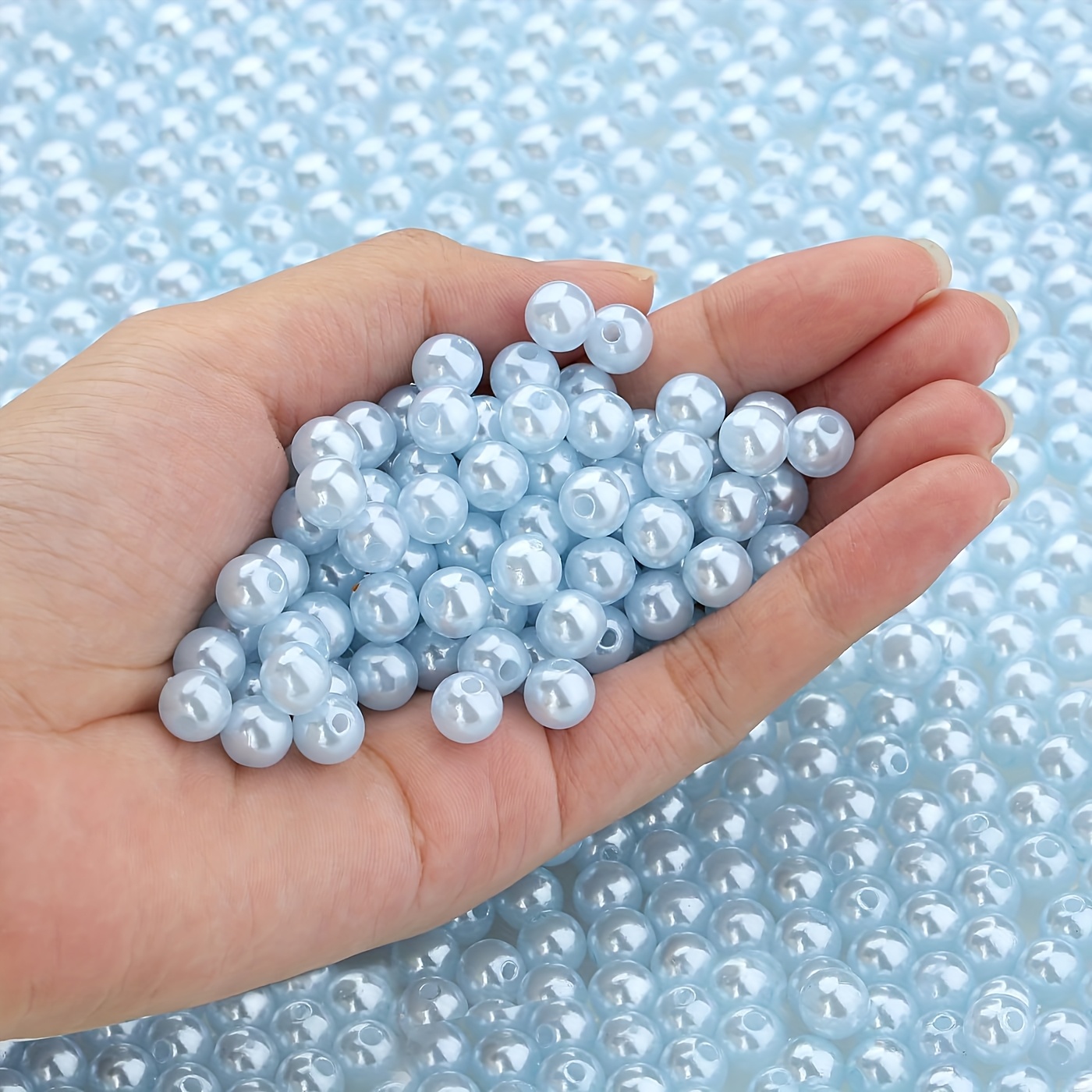 Image of 300pcs 8mm Colorful Beads For Jewelry Making Crafting Plastic Beads For Bracelets Holes Bulk Beads And Bead Assortments Straight Hole Round Bead Bracelet Pendant Additions