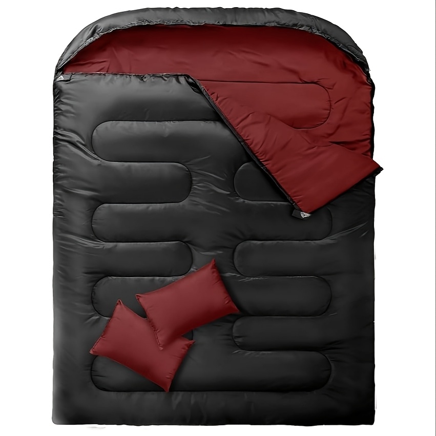 TEMU Mereza Double Sleeping Bag, 2 Person Sleeping Bag For Adult Mens Camping, 2 Person Sleeping Bag With Pillow Outdoor Indoor, Xl Queen Size Sleeping Bag For Cold Warm Weather