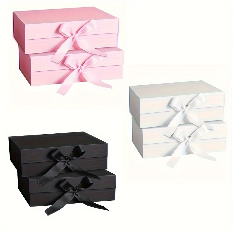 

2pcs, Magnetic Gift Boxes, Foldable Gift Boxes Measuring 23 X 17 X 7cm, Black Boxes With Satin Ribbon And Lid, Perfect For Easter, Weddings, Engagements, Birthdays, And Party Gifts