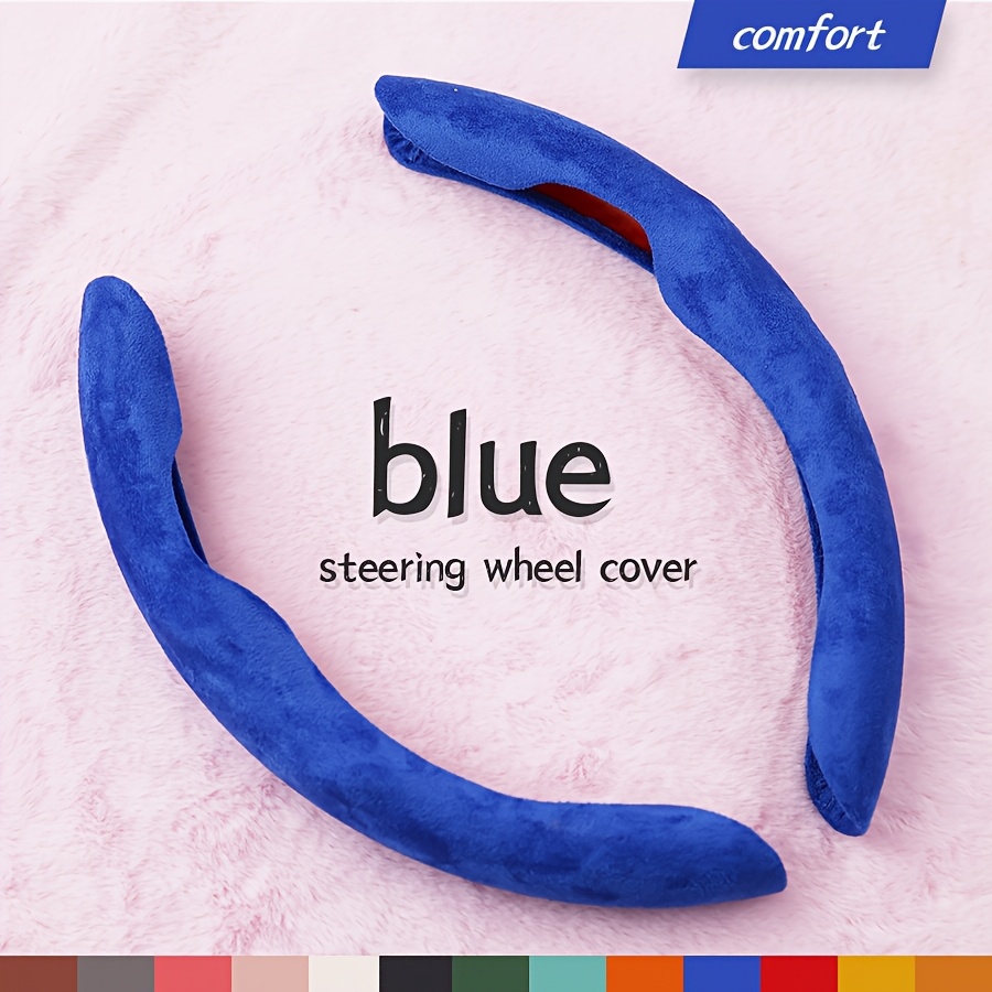 TEMU Pu Leather Steering Wheel Cover, Handlebar Cover, , Anti-slip, Sweat-absorbing, Wear-, Portable Steering Wheel Cover, Cross-border