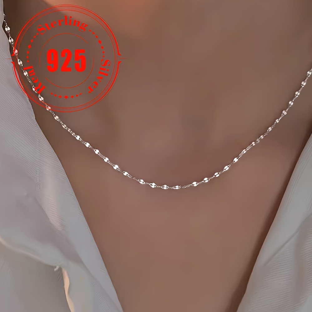 

(about 1.1g) 1pcs925 Sterling Lip Chain, Travel Wear Women's Necklace