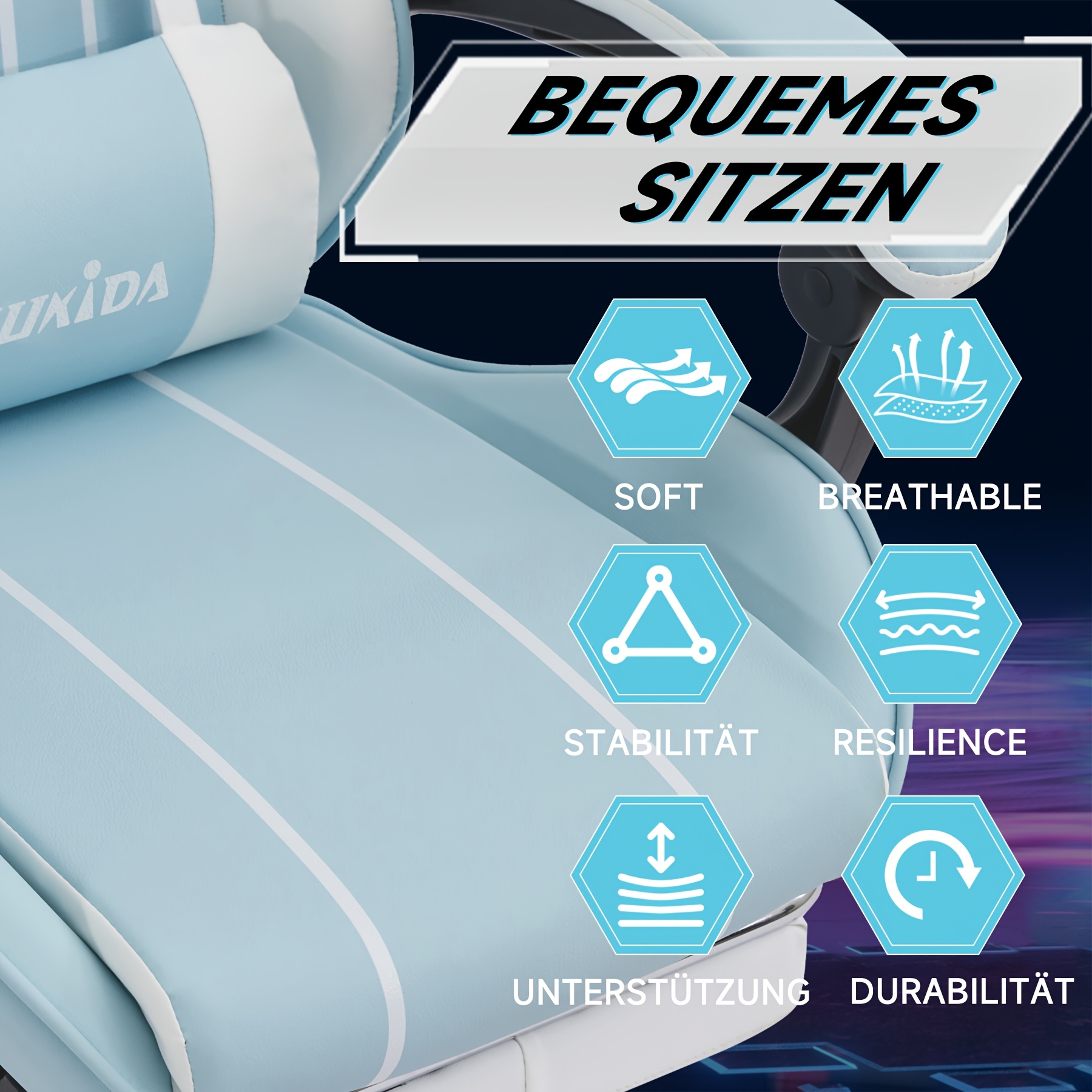 Gamingstoel met voetensteun, ruime zitting