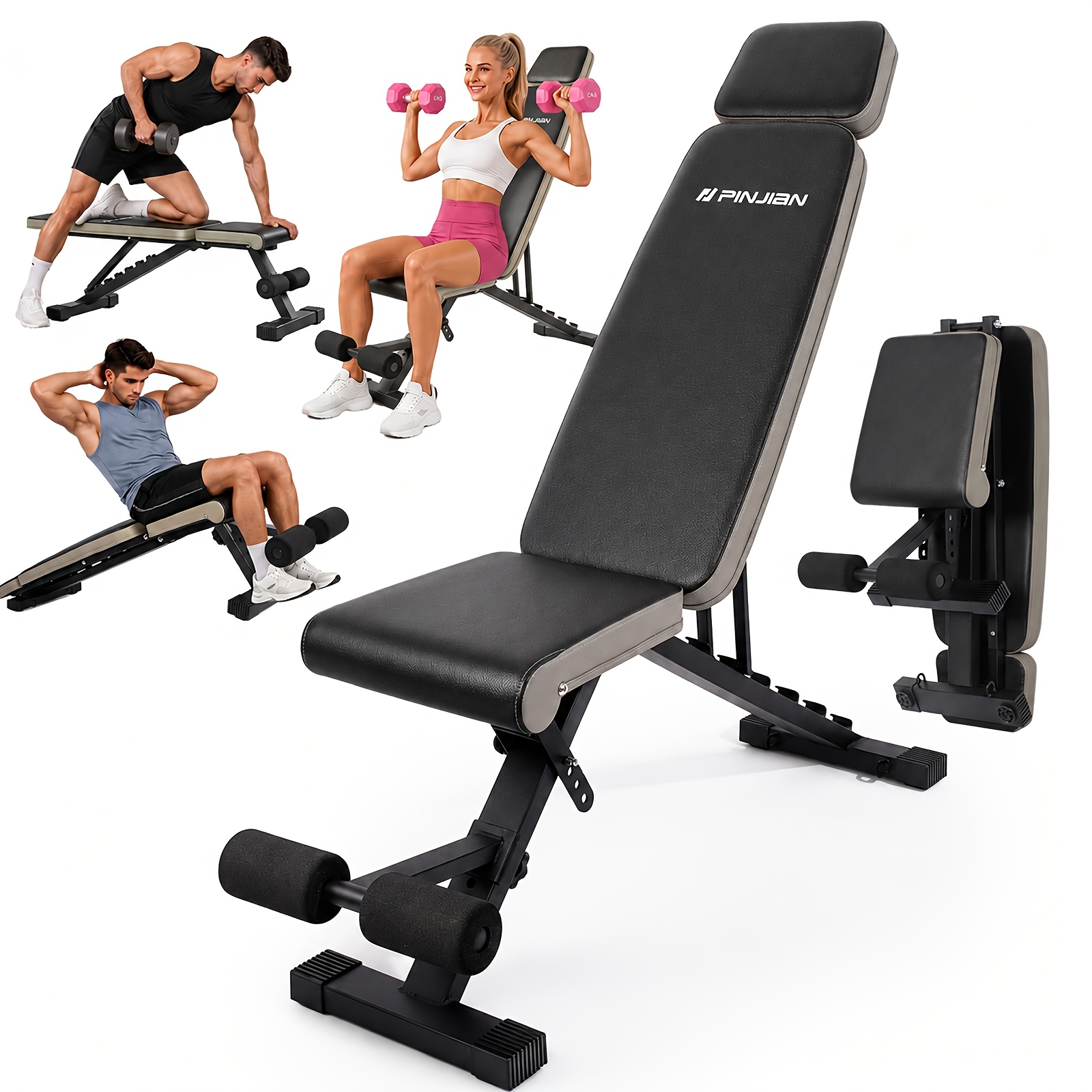 Temu pj adjustable weight training bench 900 lbs folding