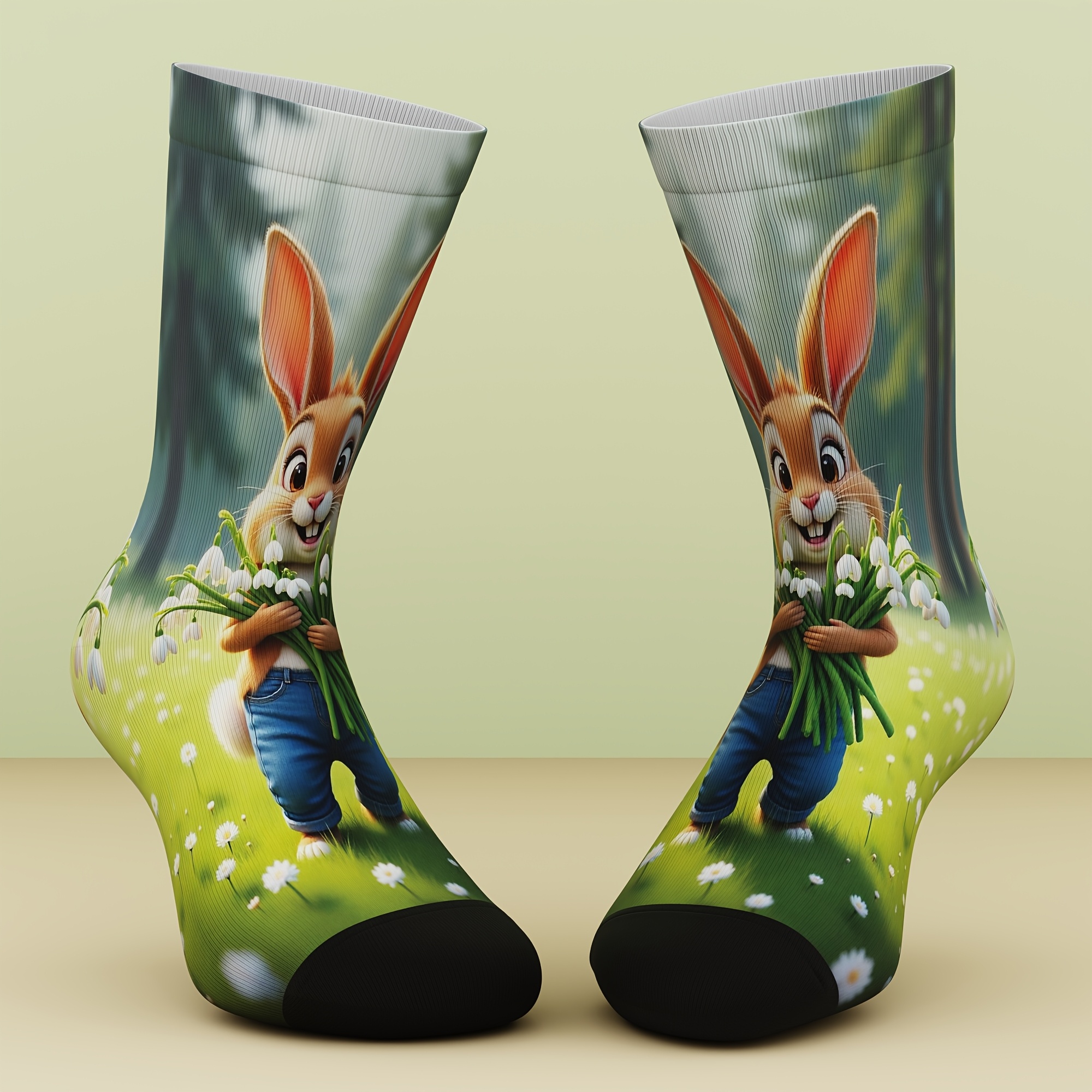 TEMU A Set Of Unisex Socks Designed For Easter, Showcasing Rabbit Designs. Are Stylish, Cozy, And For Airflow, Making Them Ideal For Outdoor