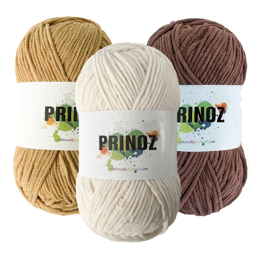 TEMU Lot de 3 de fil chenille matte couleur, 50G/, Total 150G, 150G pour poupées au crochet, sacs et chapeaux