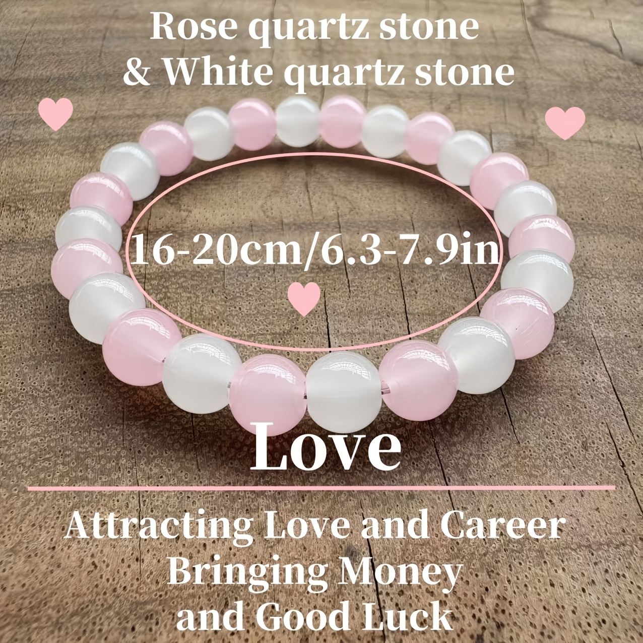 Pink Heart Bracelet, Unisex Love Attractor