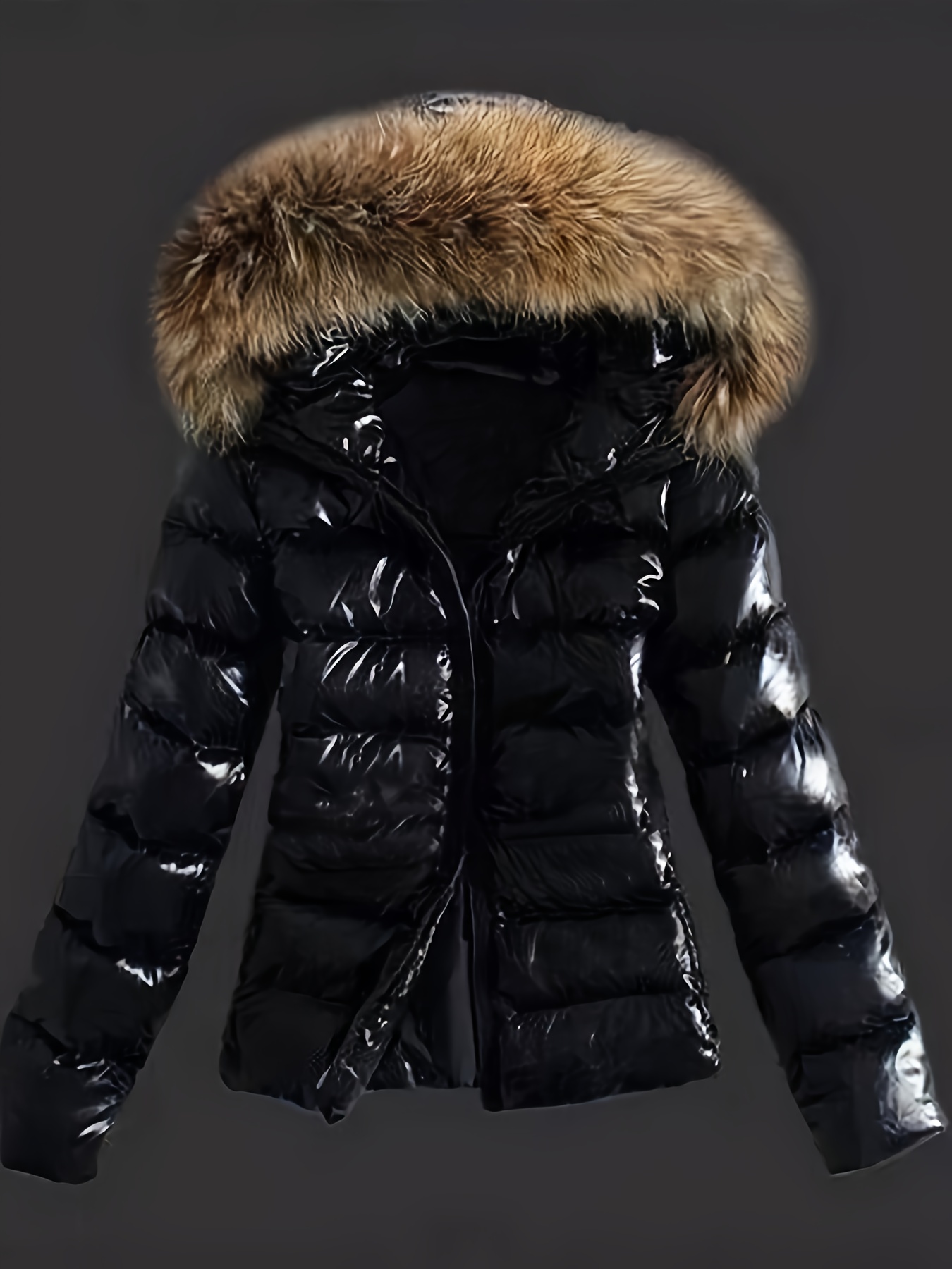 Women S   Fur Hooded Winter Jacket - Black Puffer Short Coat with Zipper Front, Loose Fit   for Cold Weather, Winter Coat