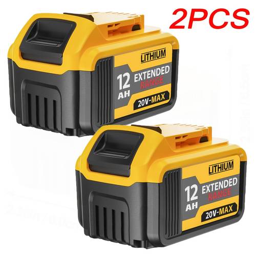 item picture 2 pack 12000mah 20 battery high capacity lithium compatible with dw dcb200 dcb201 dcb203 dcb204 dcb206 dcb207 series 20v cordless power tools
