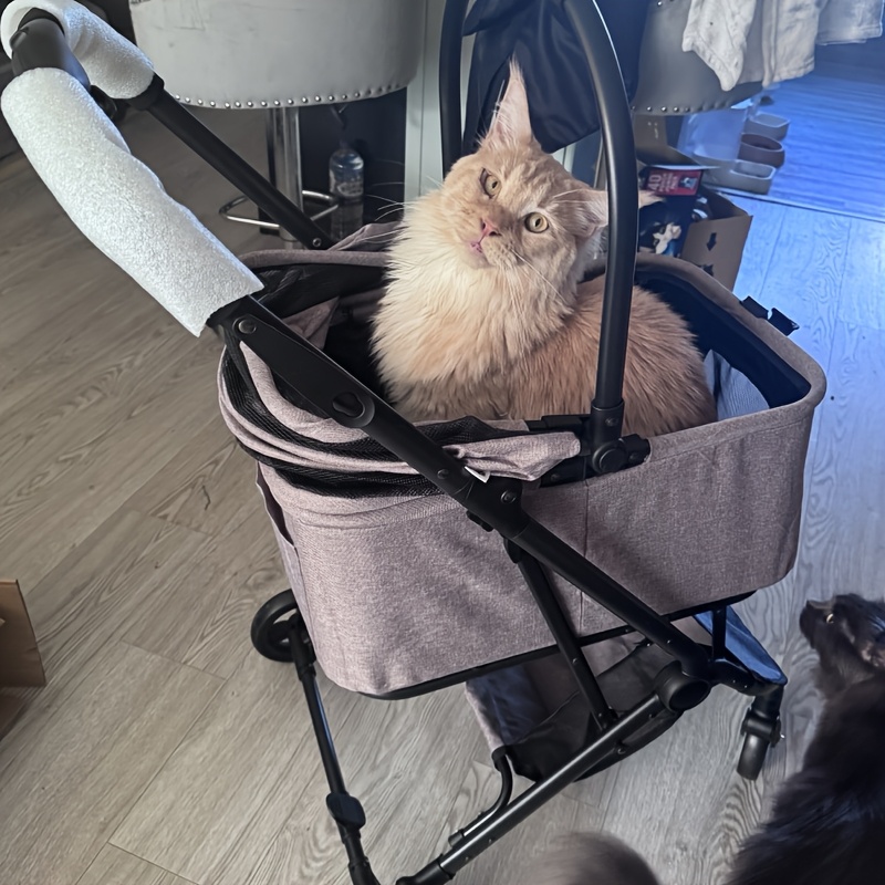 Pet Stroller, for Medium And Small Dogs, Folding Lightweight Dog Transporter. The Extra Large Basket Pram for Small Dogs Has Space for Equipment, And Basket Can Be Used Separately. No-Pump Rubber Tires/ Reversible Aluminum Frame