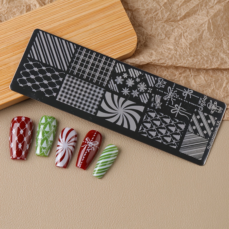 French Christmas Nail Stamping Plate with Templates