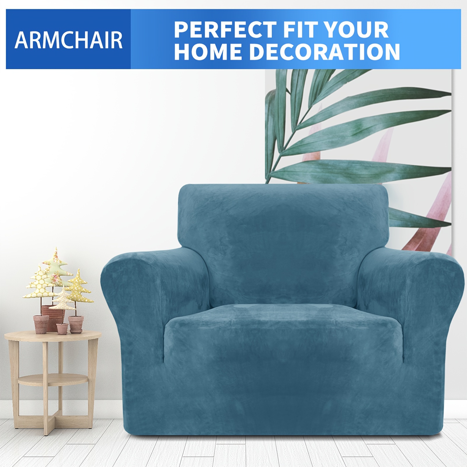 TEMU 1pc Thick Velvet Sofa Cover, Suitable For , Elastic Sofa Cover For 1/2/3/4 , Full Coverage Sofa Protector With Elastic Bottom, 360° Sofa Cover,