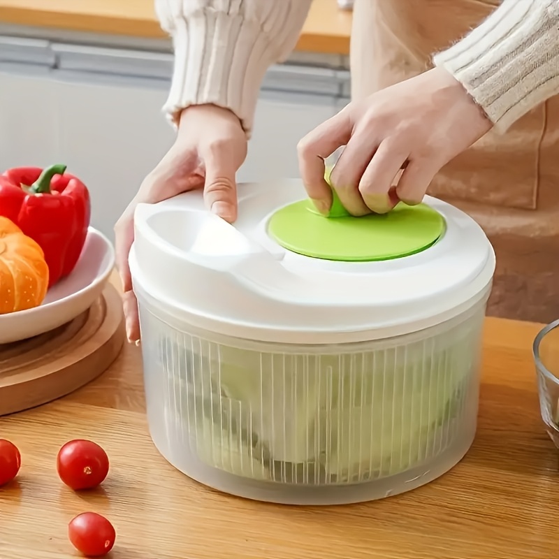 

1pc Multi-functional Salad Spinner And Colander, Manual Vegetable & Fruit Dryer, Pp Material, With Detachable Drain Basket, For Meal Prep, Uncharged Kitchen Tool