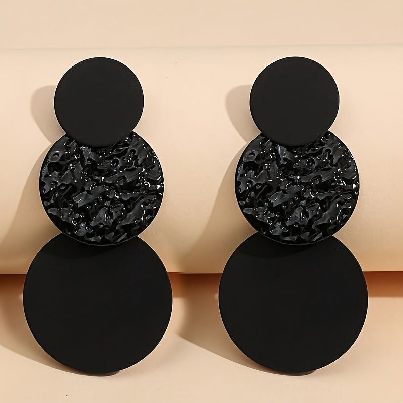 TEMU 2pcs Set Of Dark Punk Geometric Irregular Texture Women's Earrings