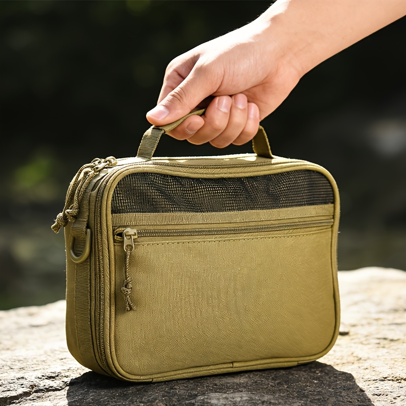 TEMU 1pc Men's Portable Durable Bag, Oxford Cloth Material, Multi-functional Tactical Storage Bag, Large Capacity Gear Storage Bag, Fishing Bag And
