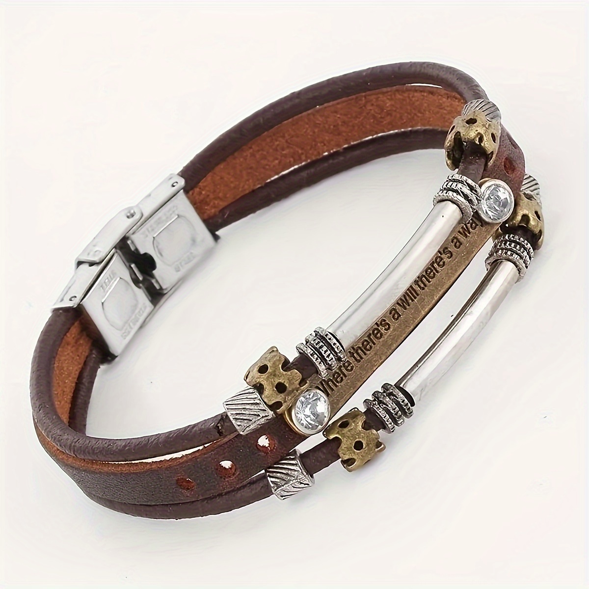 leather rope braided multilayer wristband bracelets details 3