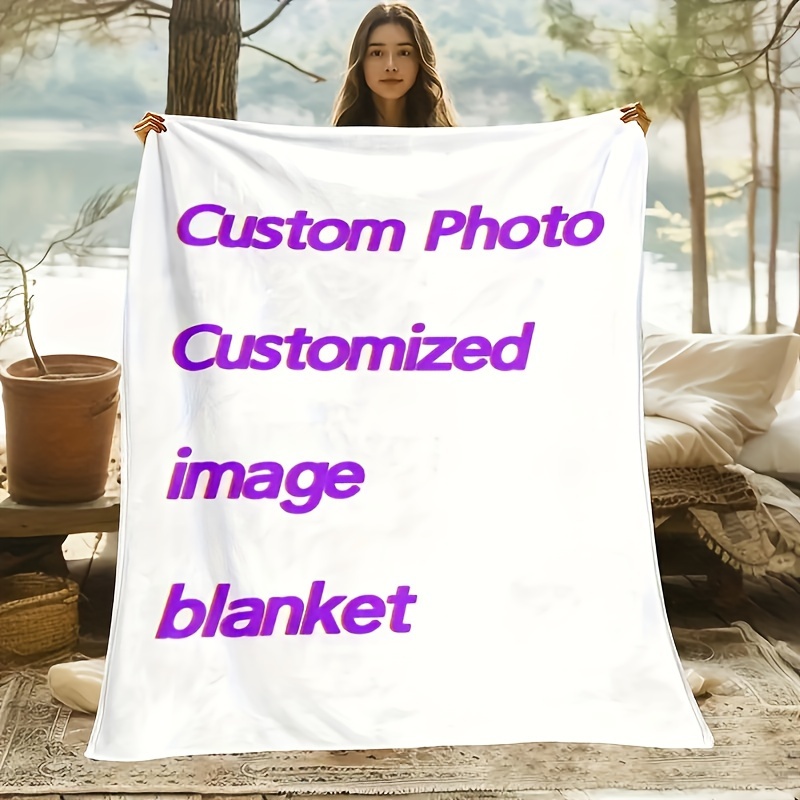 

Custom Photo Blanket - Personalized Flannel Throw With Vibrant Purple Print, Soft & Cozy Blanket For Home Or Gifting, Personalized Gift | Contemporary Style | Polyester Blanket