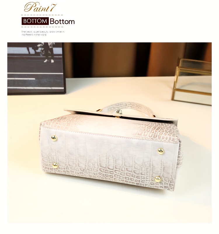 Handbag on model showing side perspective