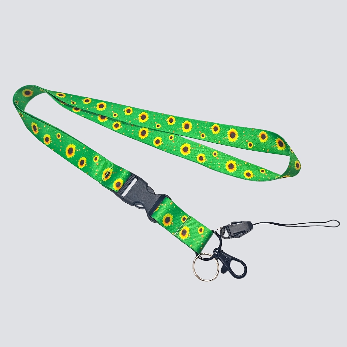 2d sunflower polyester neck strap id card sleeve lanyard with   detachable office work badge bus card sleeve lanyard