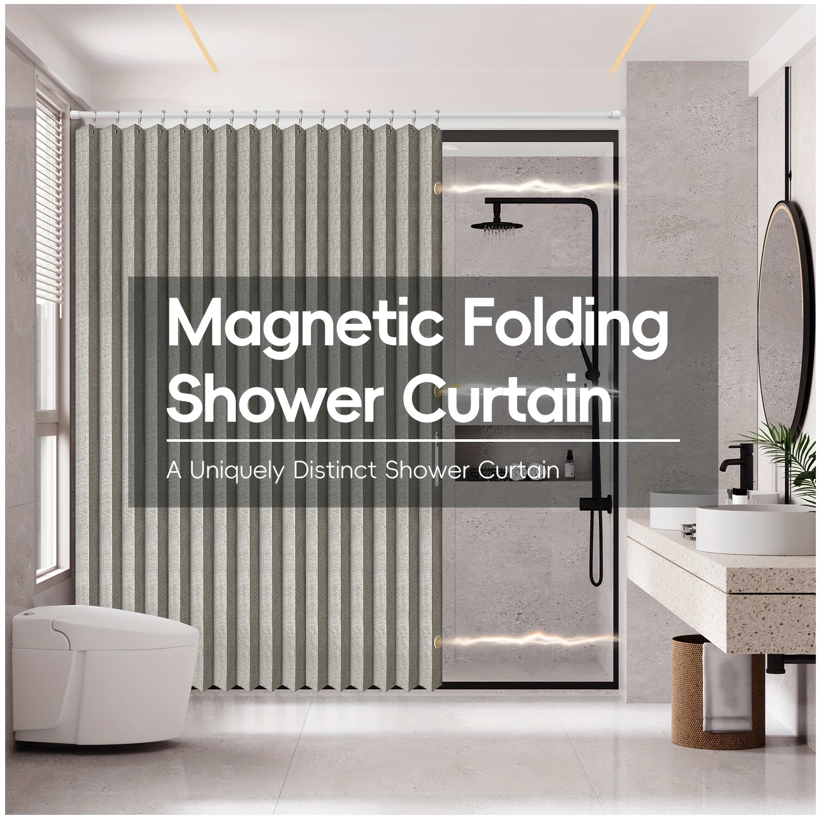 

1pc, Folding Curtain, Polyester , Curtain, , Curtain , Suitable For , , , Homestays Bathroom Decoration.