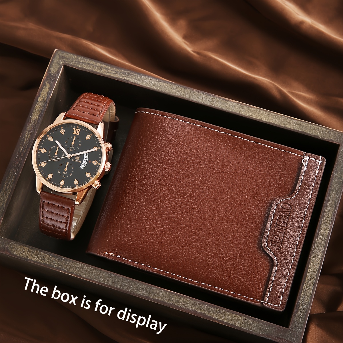 2pcs Men's Watch & Wallet Gift Set - Quartz Watch With Matching Wallet, Minimalist Sporty Style Watch Suitable For Christmas, Valentine's Day & Birthday Gifts For Him - Elegant Men's Accessory Bundle