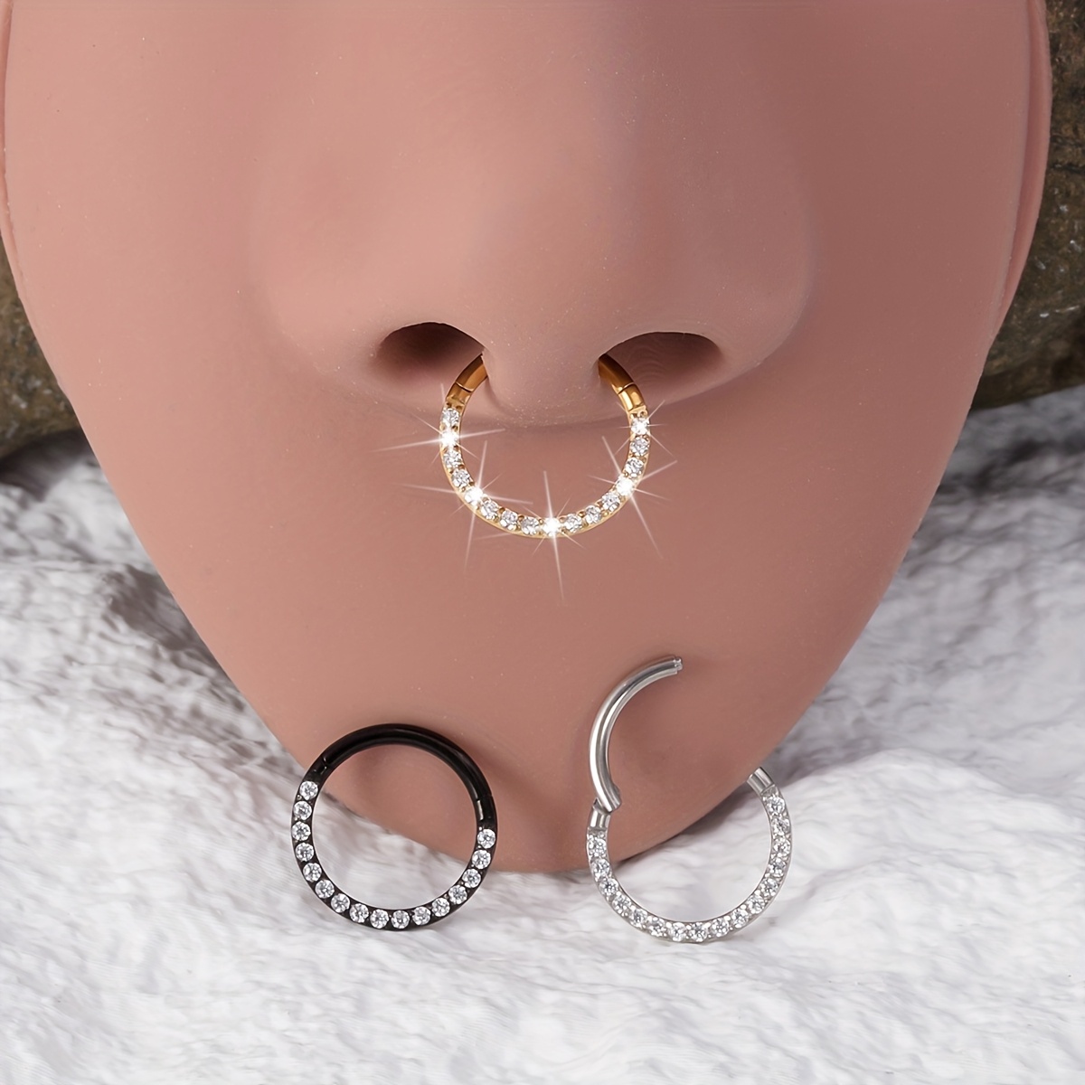 Stück 16G Chirurgenstahl Zirkonia Septum Piercing Clicker Ring Scharnier  Nasenring Daith Ohrringe Conch Piercing Schmuck Helix Knorpel Tragus