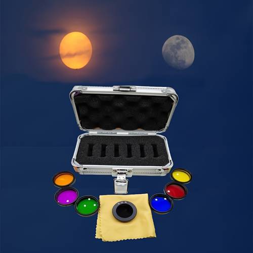 aluminum case with 6 solar filter set 1 25 inch optical glass lenses photography accessories telescope microscope optics camera lens filters durable storage box