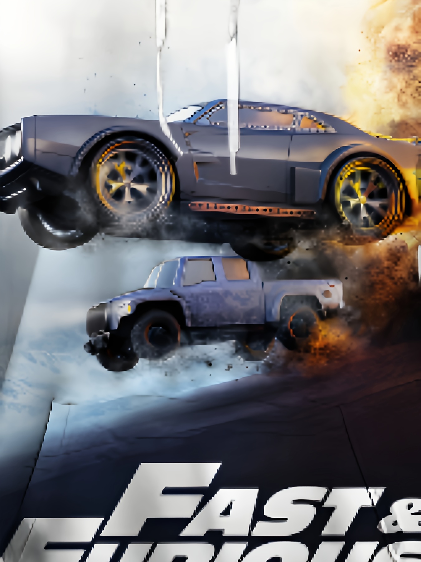 Casual herenhoodie met 3D-print racewagen en "Fast & Furious