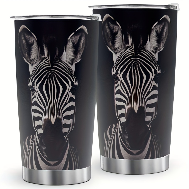 

1pc Zebra 20 Oz Stainless Steel Tumbler Zebra Prairie Vacuum Insulated Coffee Cup Gift From Animal Lovers Travel Cup