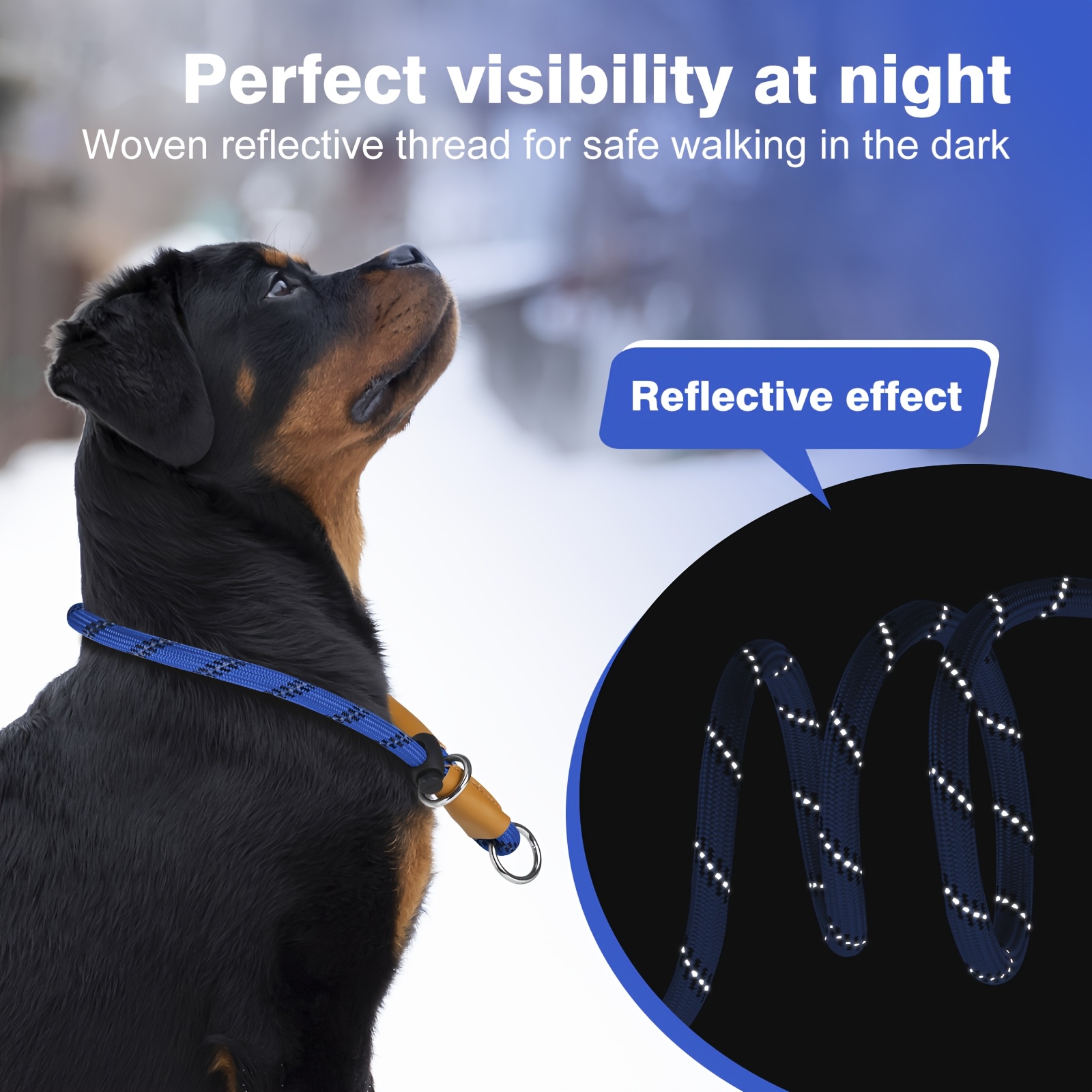 Reflective Striped Nylon Dog Collar with Adjustable Buckle