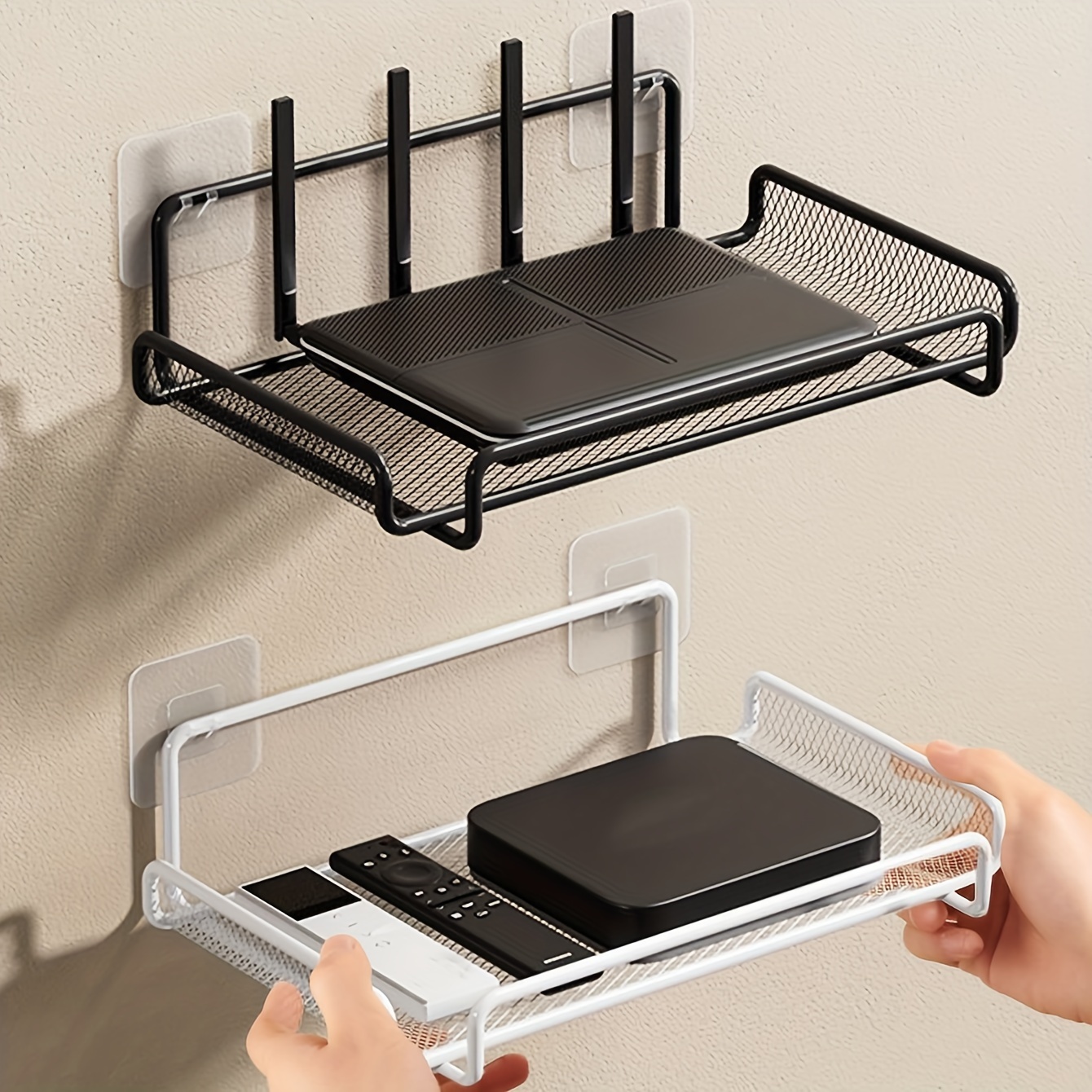 

Stainless Steel Wall-mounted Router Shelf - No-drill, Space-saving Organizer For Tv Top Boxes, Keys & Small Items In Living Room