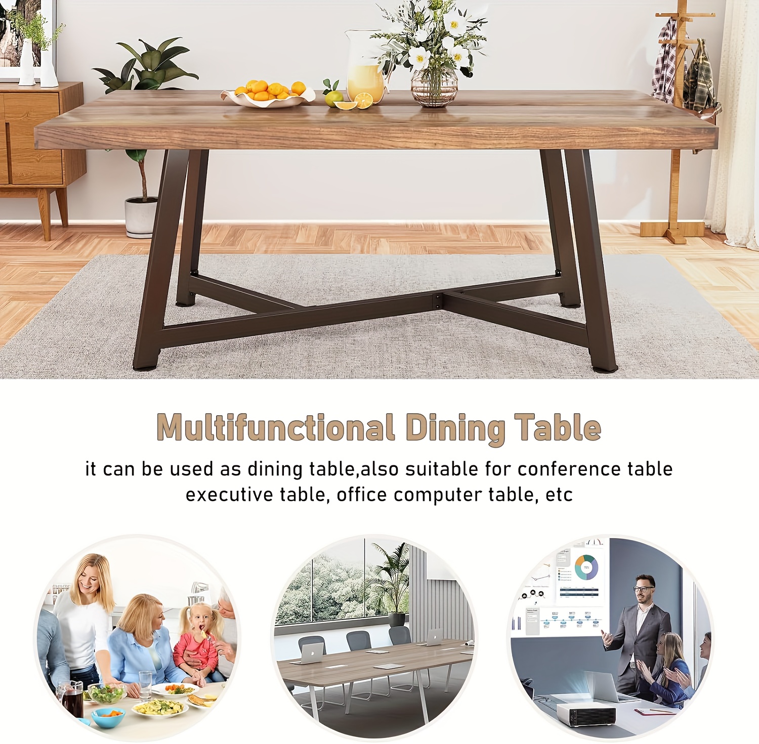 Brown Color Dining Table Set, 72