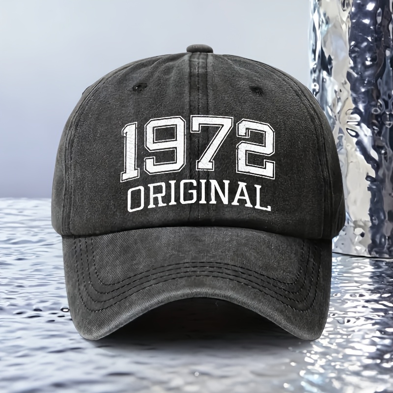 TEMU 1 pieza, Gorra de béisbol ajustable con diseño "1972 Original", Gorro ligero estampado para mujer, Sombrero de sol para hombre "Estampado