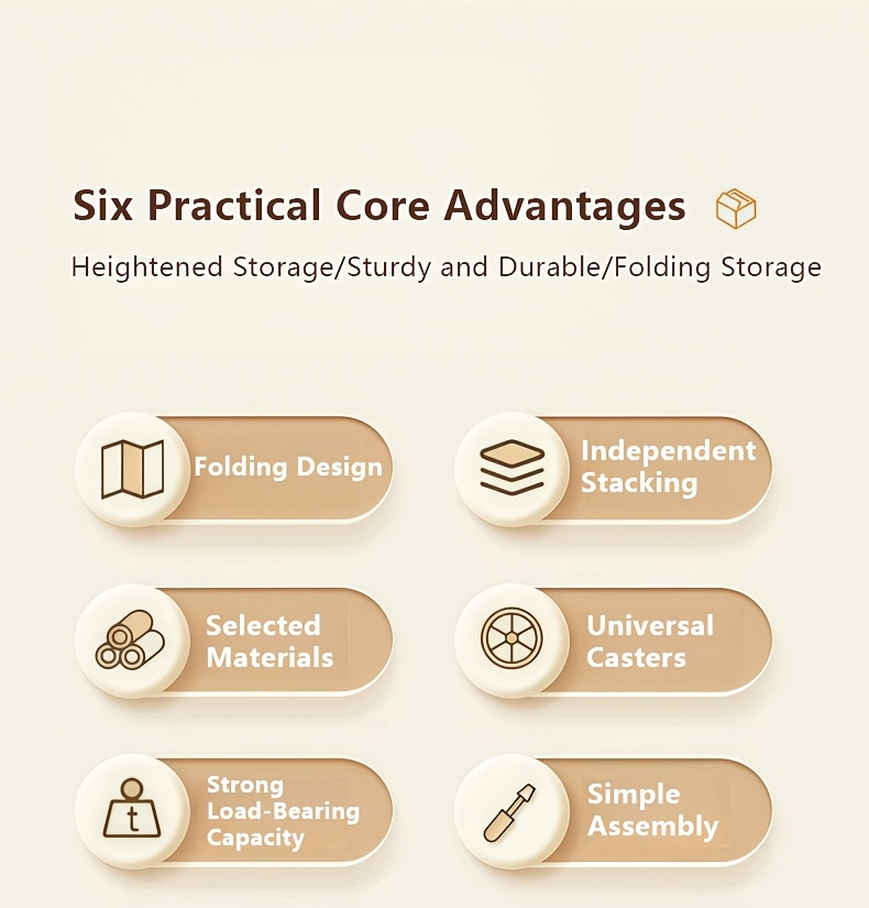 加厚大容量多层塑料折叠储物柜 重型落地式整理柜 顺滑滑轮 家用办公室厨房浴室 节省空间易组装