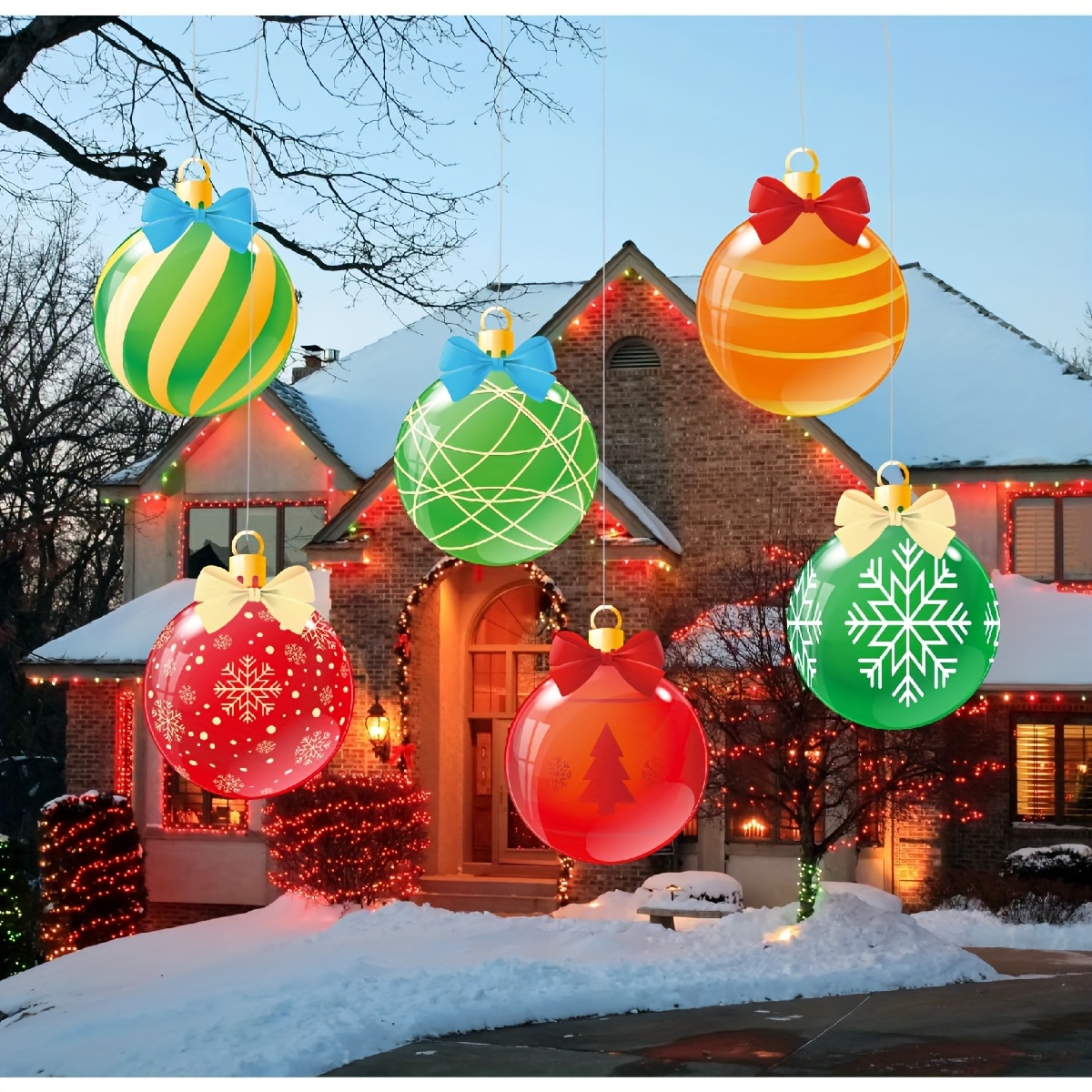 

6pcs Christmas Ornaments, Plastic Pendants, Hanging Decorations, No-electricity & Adhesive Finials For