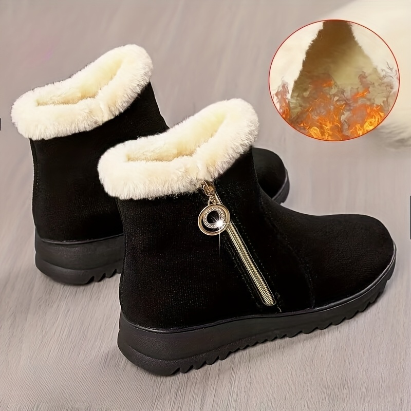 zipper ladies fluffy boots