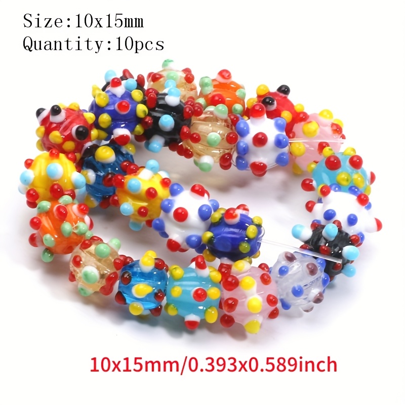TEMU 10 Perline in Vetro a di Colori Assortiti nelle Misure 8x11mm, 10x15mm e 12x15mm per Creare Braccialetti e Collane Fai da Te