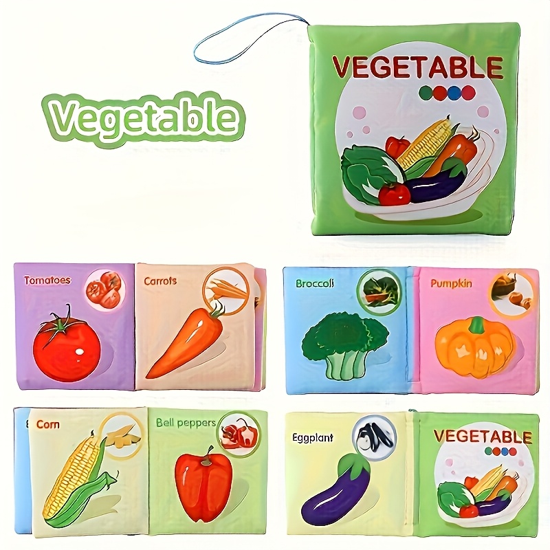 1pc Baby Cloth Book - Non-Tearable Soft Fabric, Ocean Animal & Multi-Theme Educational Toy with Interactive Learning Buttons, Infant Cognitive Development Book for Toddlers 0-3 Years (Pink/Green/Blue/Yellow), Baby Book, Sensory Stimulation, Vibrant Illustrations, Childsafe Material, Young Children