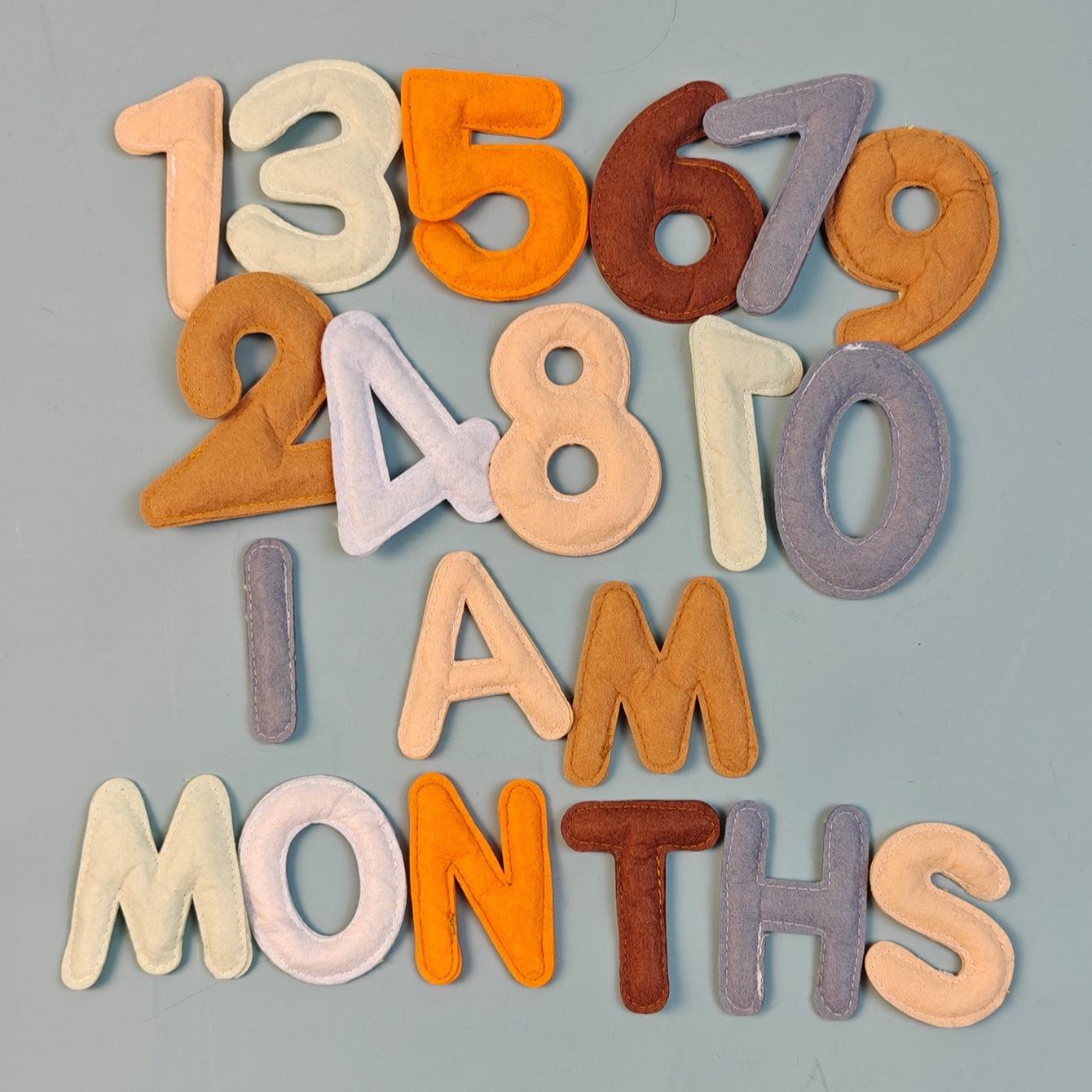 Image of 20pcs Pack Felt Baby Monthly Milestone Decor Numbers And Letters, Boho Photo Prop Number Sign For Age Display, Milestone Markers, Newborn Photography Props, Baby Shower Gifts For Baby Boy Or Girl