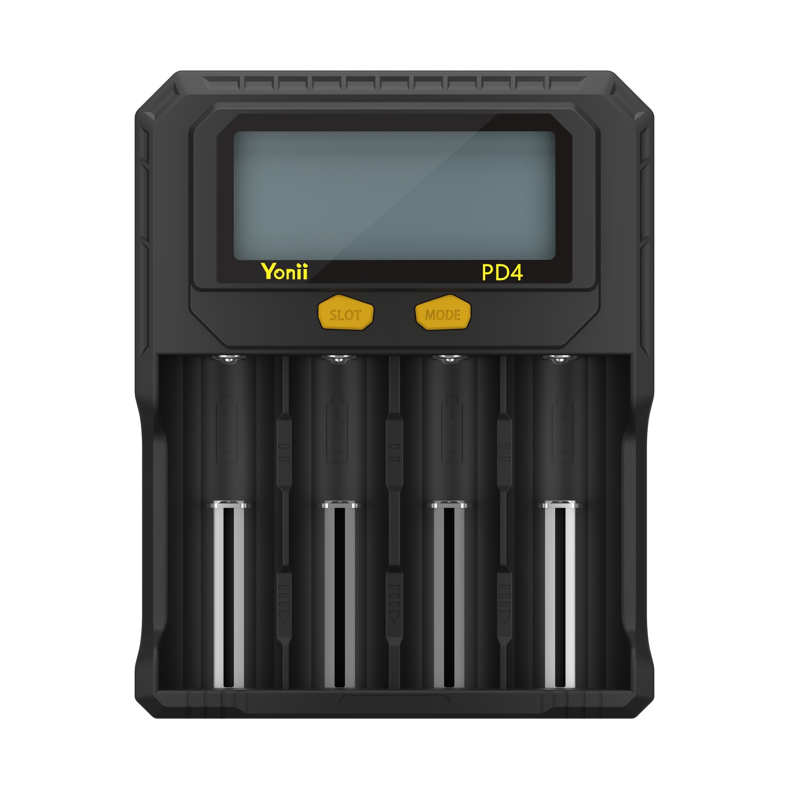 TEMU 4-slot Lcd Battery Charger With And Capacity Test, Type-c 5v Input, Independent Slots, Compatible 3.6v/3.7v Li-ion 18650, 21700, 26650, 32650,