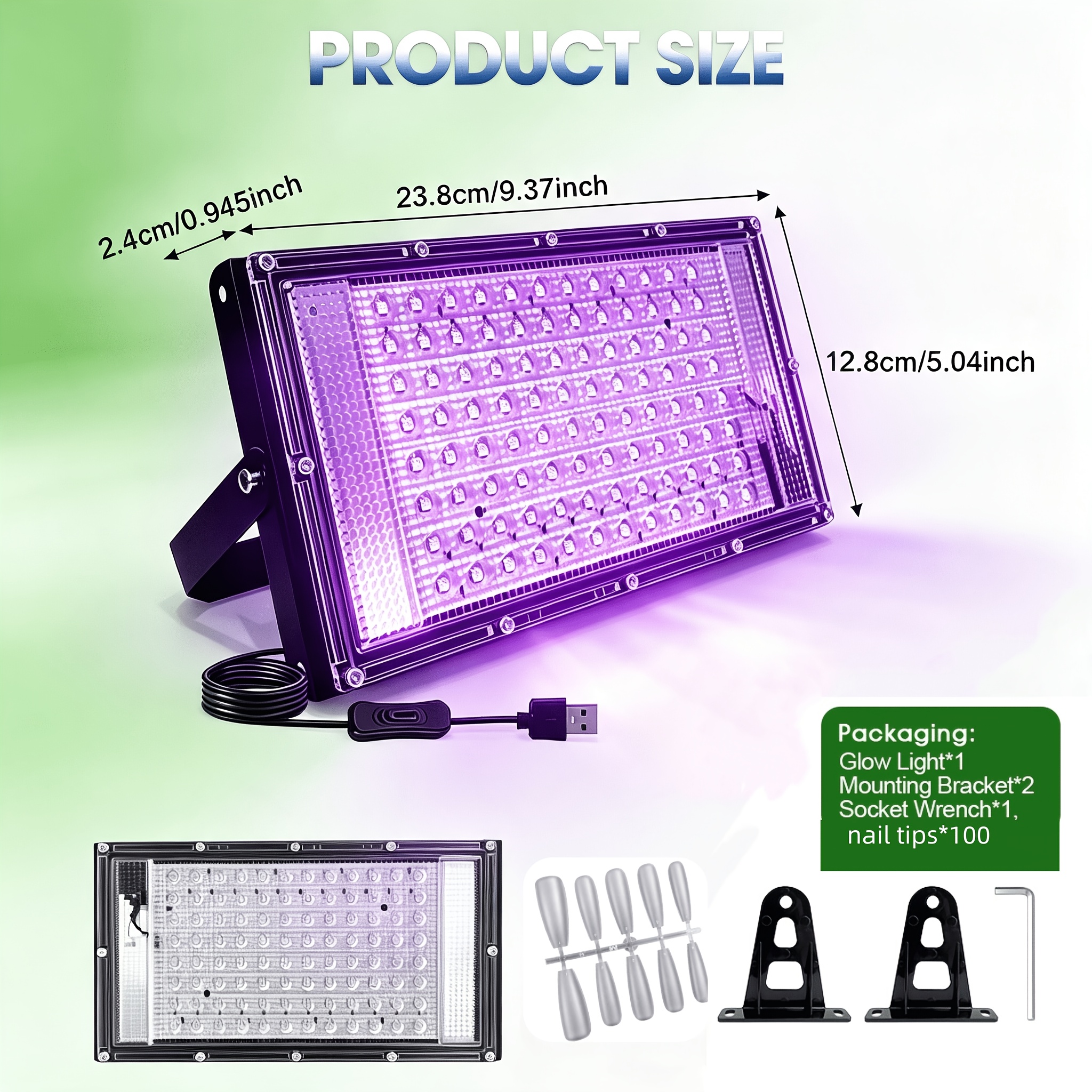 TEMU Usb Nail Lamp, Including 1 96-led + 100 Nail Sheets, Portable Gel Nail Lamp, Featuring 96 Led Light Beads, With A Usb Plug And Switch, Nail ,